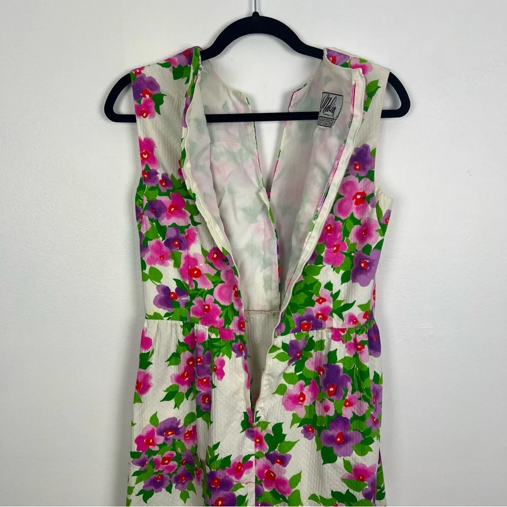 Malia Honolulu Vintage Maxi Dress Floral Vacation Tie Waist Zip Back - Picture 5 of 11